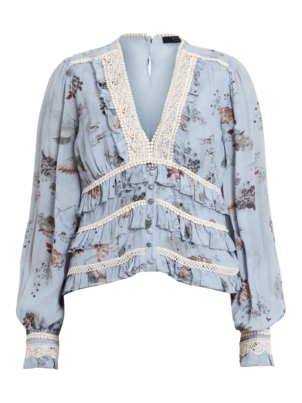 NWT AllSaints Zora Tiered Floral Long Sleeve Top